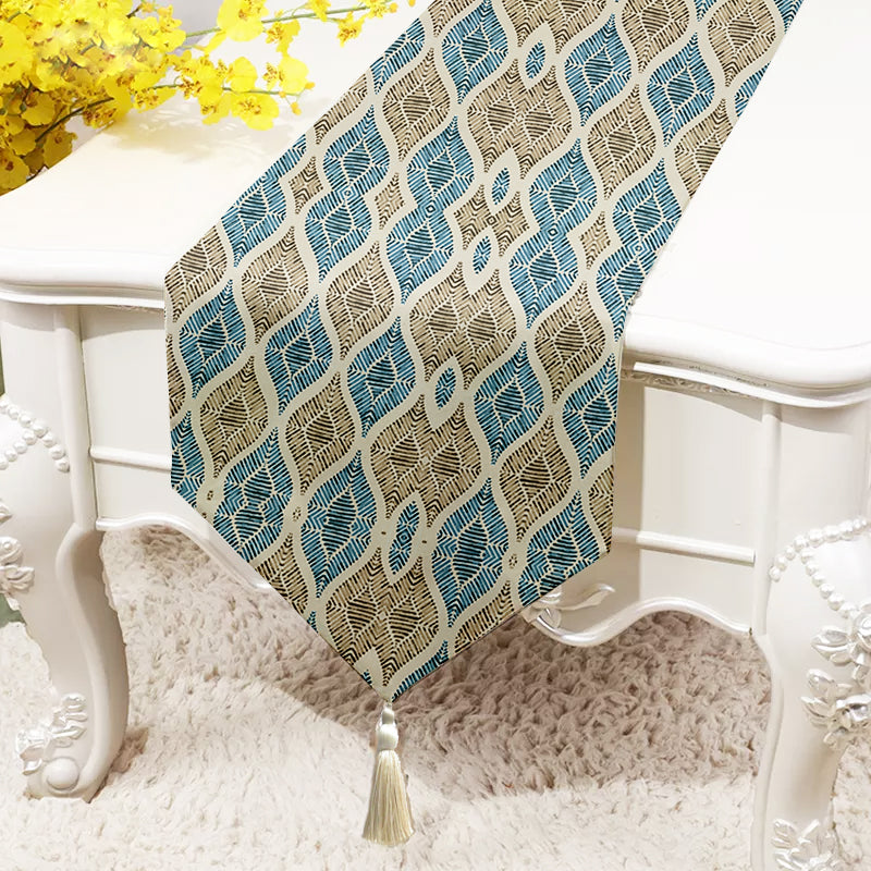 Mystical Nightfall Exotic Canvas Table Runner for a Summery Look With Tassel