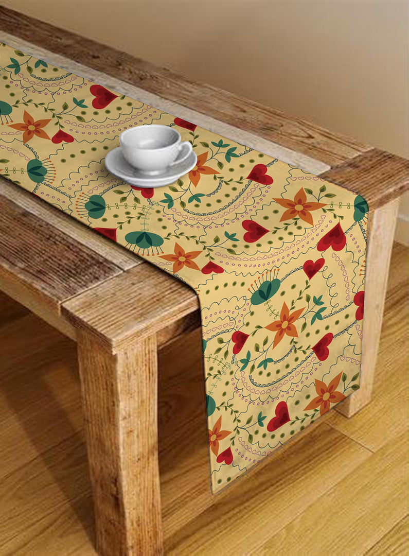 Floral Cotton Canvas Table Runner
