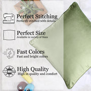 Velvet Cushion Cover With Piping - Perfect for Home Décor Set of 5, Mehndi