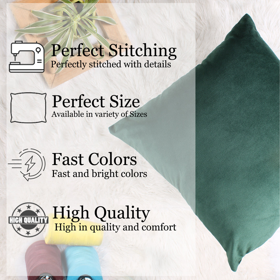 Soft Luxurious Velvet Cushion Covers Set of 2, Green