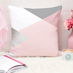 Load image into Gallery viewer, Pink &amp; Grey Geometrical Printed Canvas Cotton Cushion Covers (Set of 2)