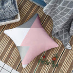 Load image into Gallery viewer, Pink &amp; Grey Geometrical Printed Canvas Cotton Cushion Covers (Set of 2)