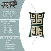 Geometrical Printed Canvas Cotton Rectangular Cushion Covers, Set of 2 (12 x 18 Inches)