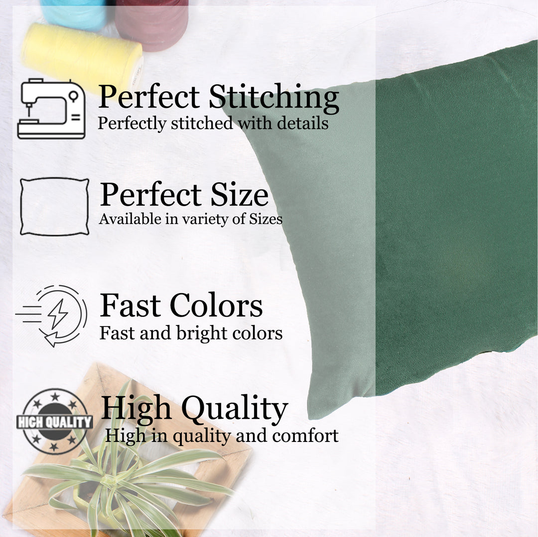 Soft Luxurious Velvet Cushion Covers Rectangular Set of 2 ,Green