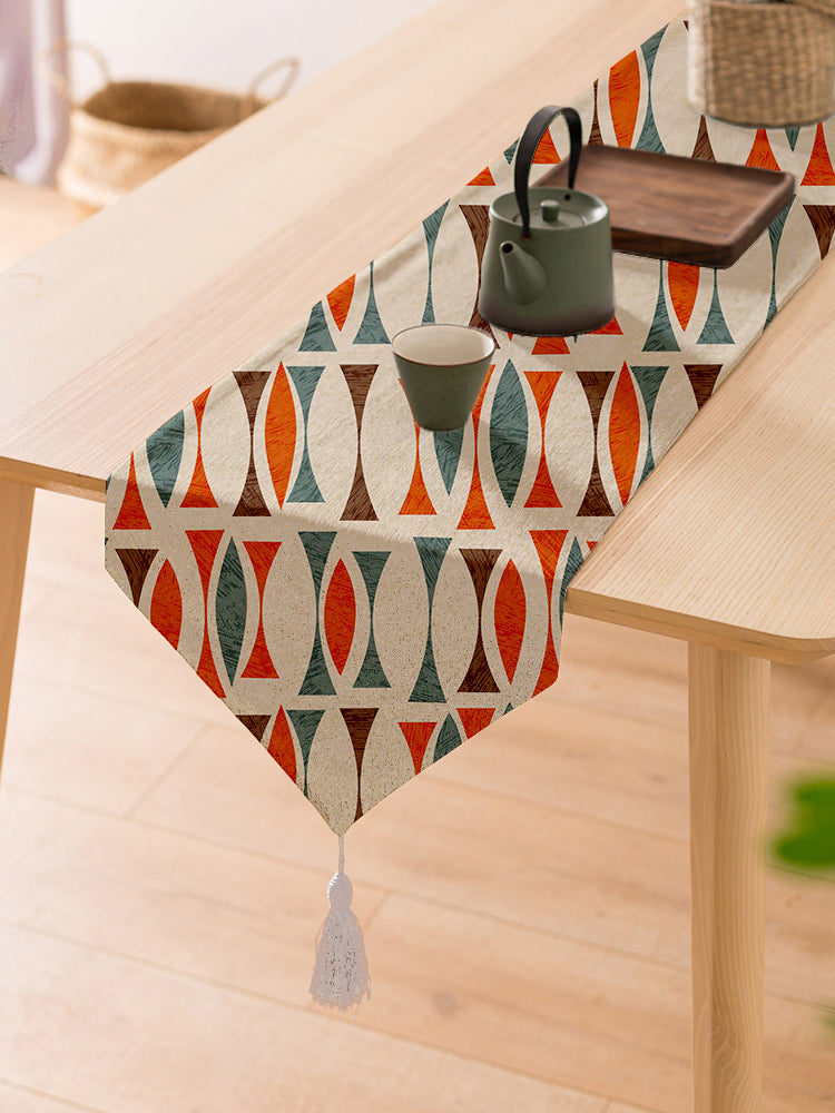 Radiant Sunshine Exotic Canvas Table Runner for a Summery Look With Tassel