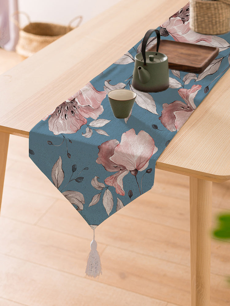 Soothing Sea Exotic Canvas Table Runner for a Summery Look With Tassel
