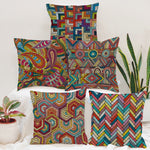 Load image into Gallery viewer, Abstract Printed Cotton Canvas Cushion Covers, Set of 5