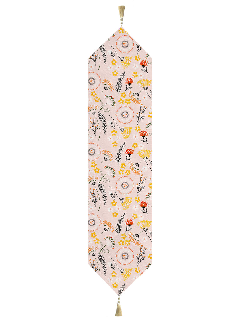 Cheerful Spring Exotic Canvas Table Runner for a Summery Look With Tassel