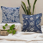 Load image into Gallery viewer, Ethnic Blue Printed Canvas Cotton Cushion Covers, Set of 2
