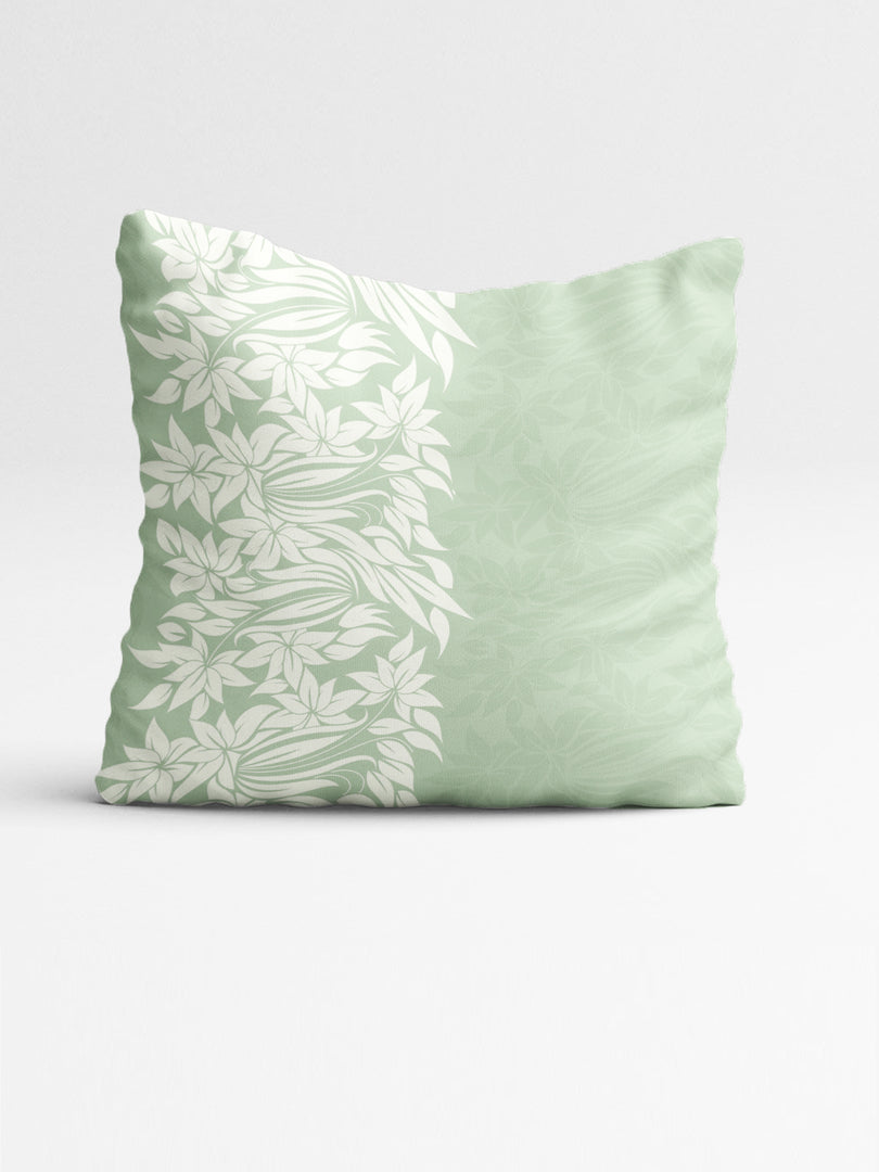 Peach & Green Floral Printed Canvas Cotton Rectangular Cushion Covers, Set of 2